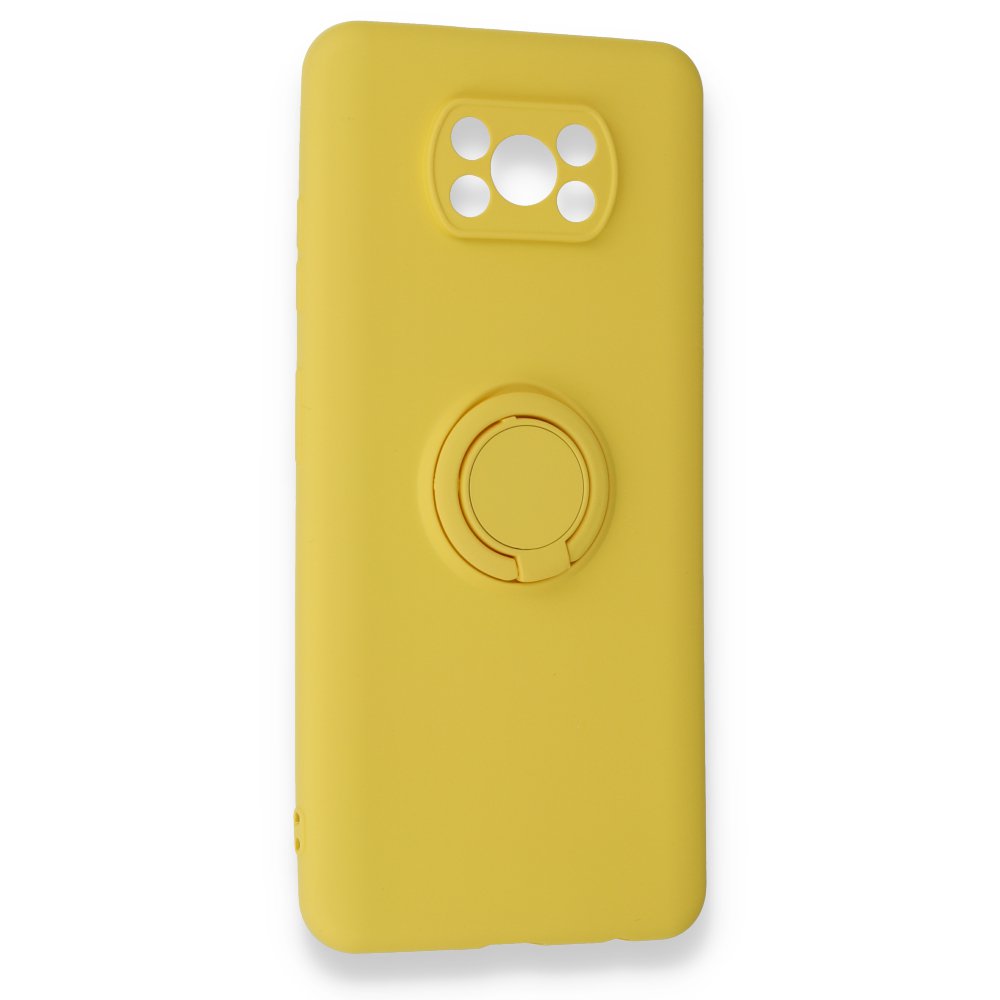 Newface Xiaomi Pocophone X3 Kılıf Viktor Yüzüklü Silikon - Sarı