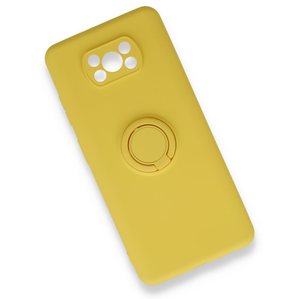 Newface Xiaomi Pocophone X3 Kılıf Viktor Yüzüklü Silikon - Sarı