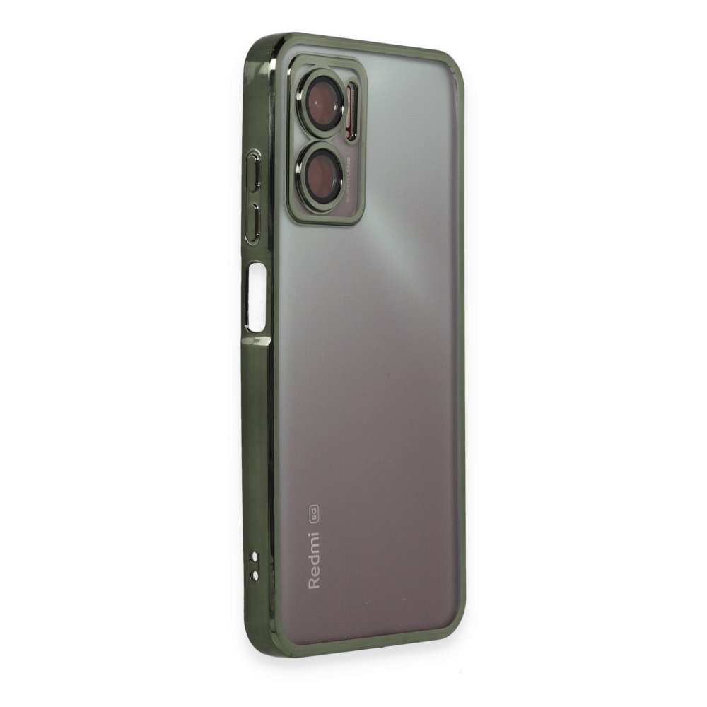 Newface Xiaomi Redmi 10 5G Kılıf Razer Lensli Silikon - Yeşil