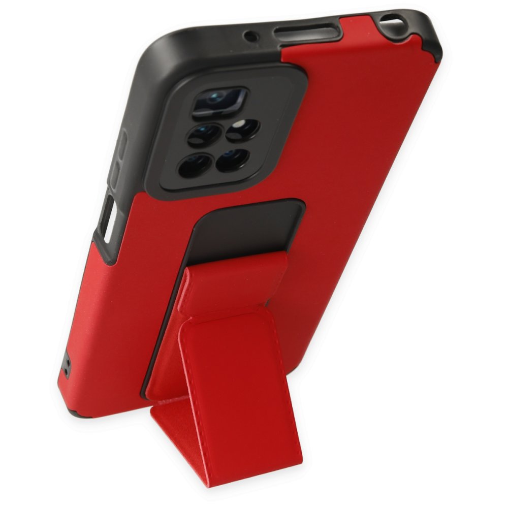 Newface Xiaomi Redmi 10 2022 Kılıf Mega Standlı Silikon - Kırmızı