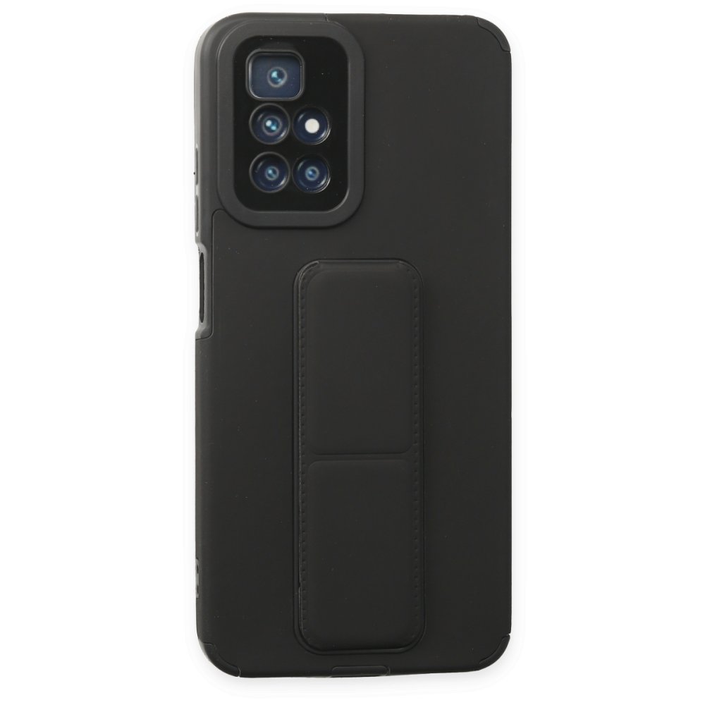 Newface Xiaomi Redmi 10 2022 Kılıf Mega Standlı Silikon - Siyah