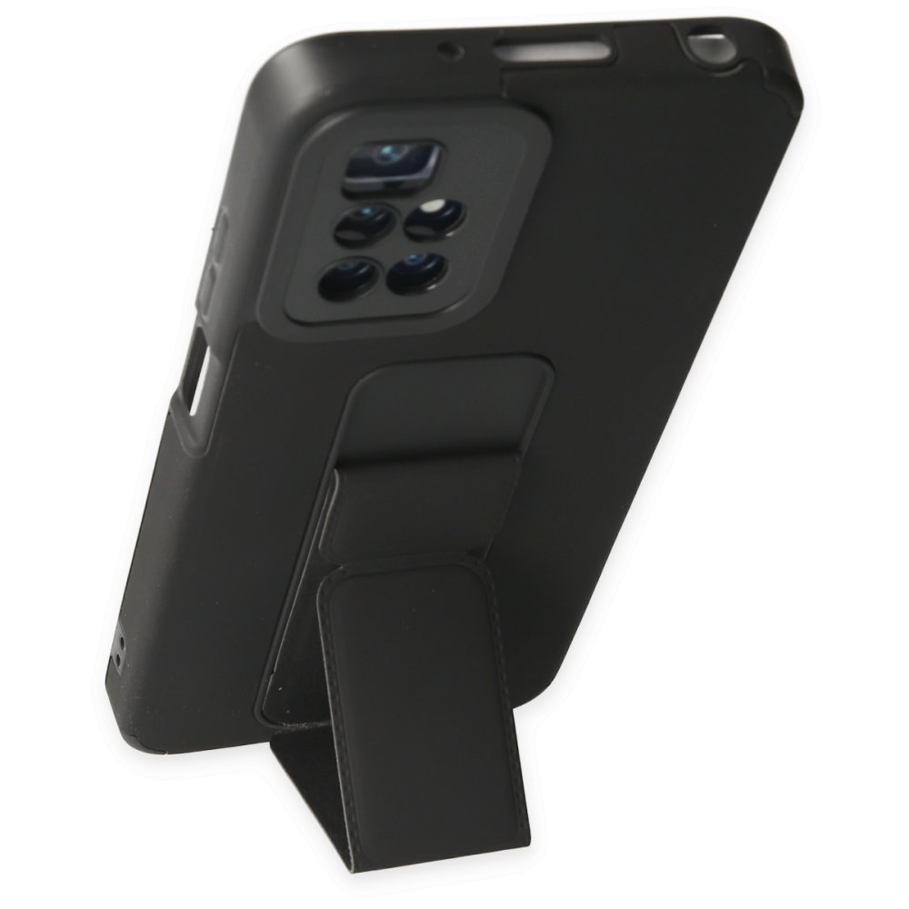 Newface Xiaomi Redmi 10 2022 Kılıf Mega Standlı Silikon - Siyah
