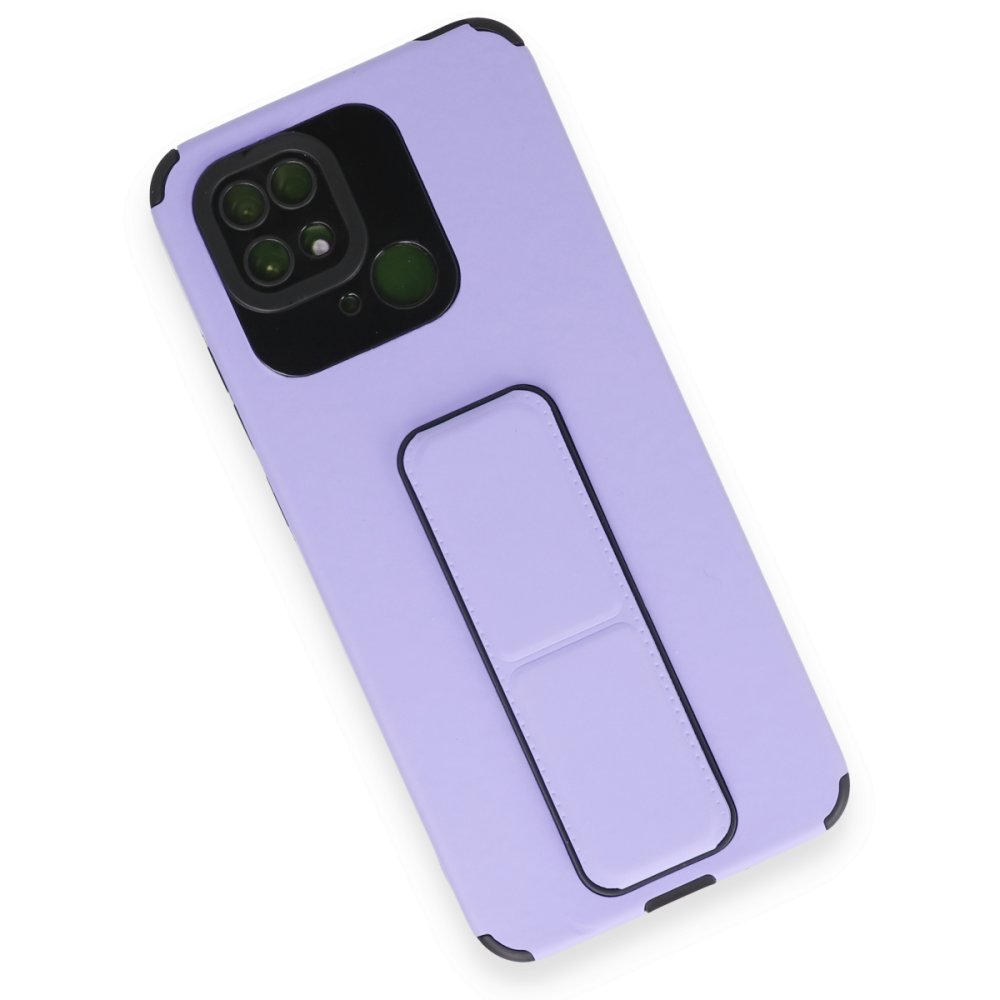 Newface Xiaomi Redmi 10C Kılıf Mega Standlı Silikon - Lila