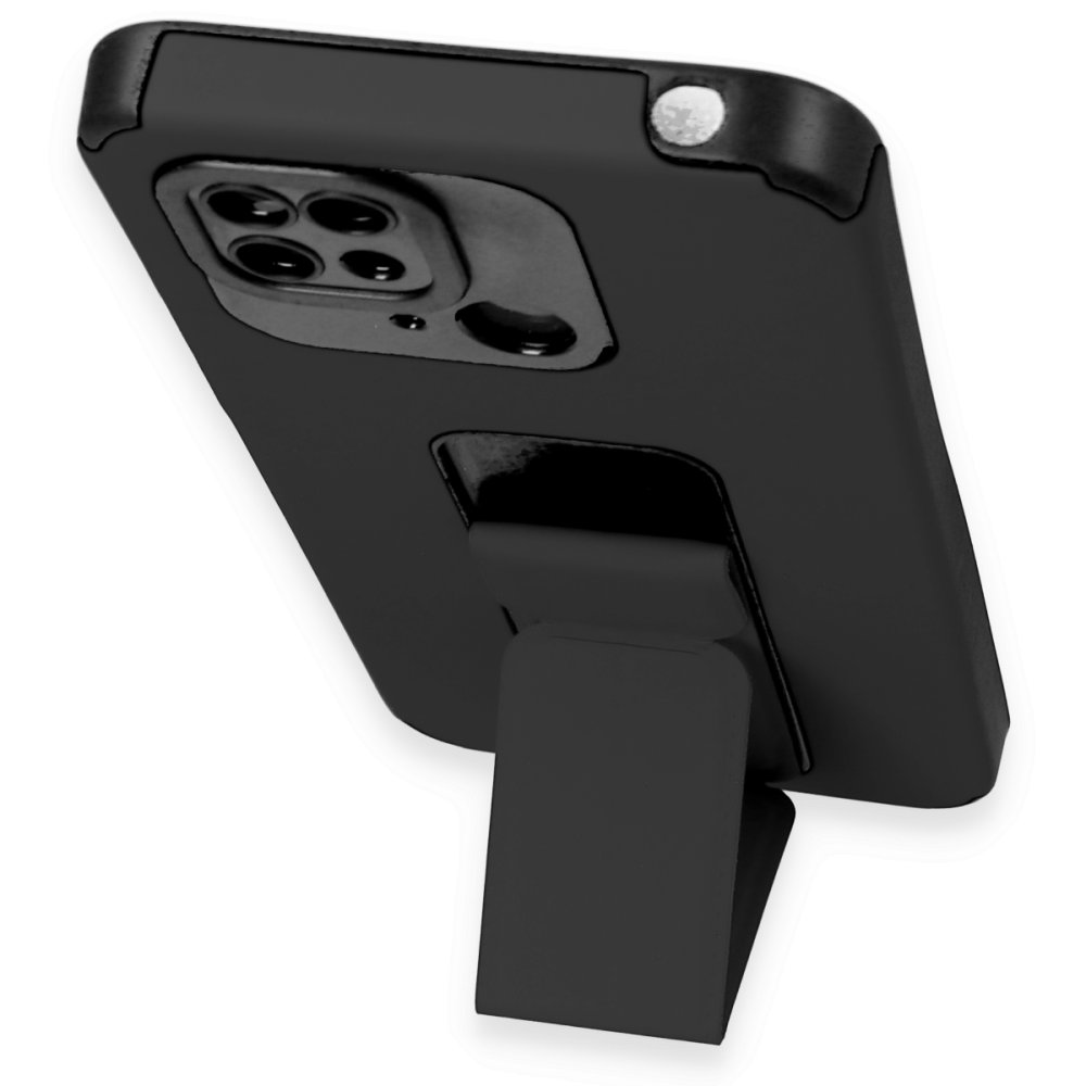 Newface Xiaomi Redmi 10C Kılıf Mega Standlı Silikon - Siyah