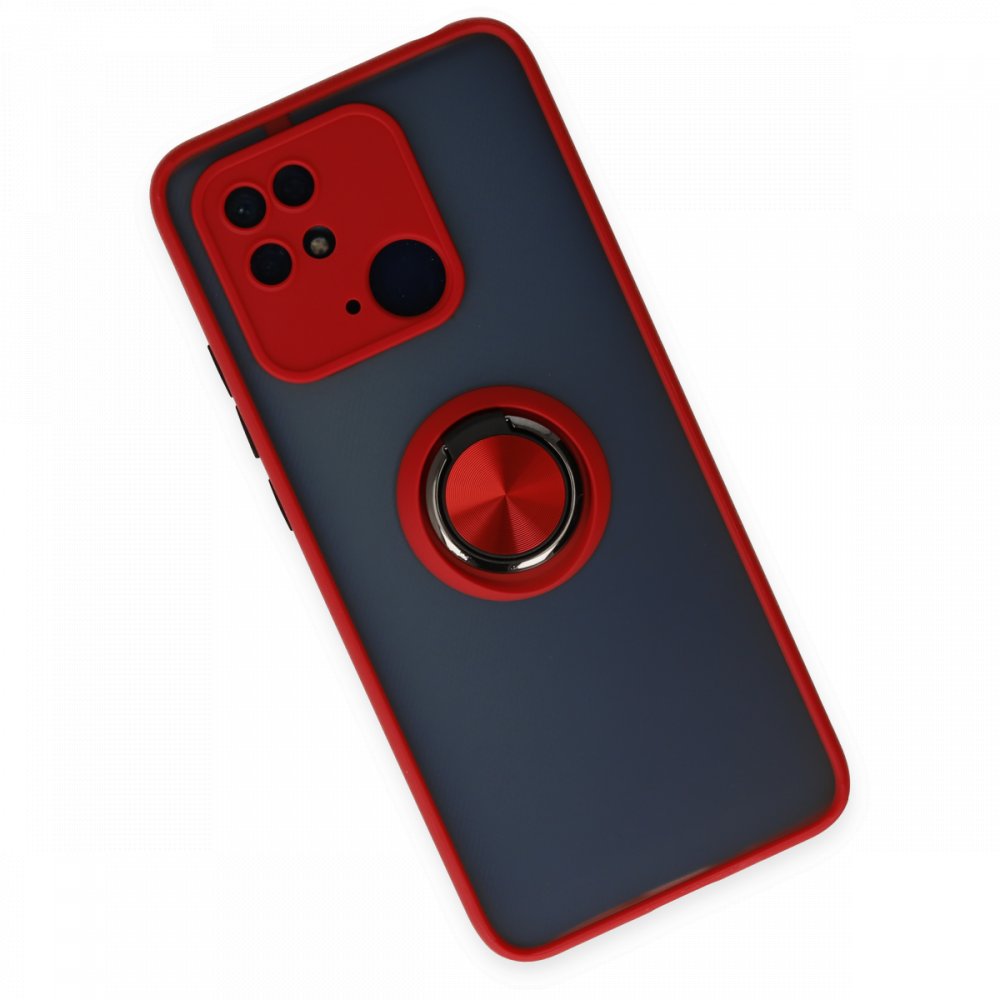 Newface Xiaomi Redmi 10C Kılıf Montreal Yüzüklü Silikon Kapak - Kırmızı