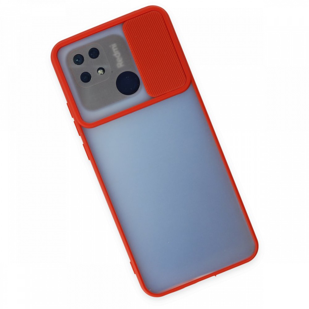 Newface Xiaomi Redmi 10C Kılıf Palm Buzlu Kamera Sürgülü Silikon - Kırmızı