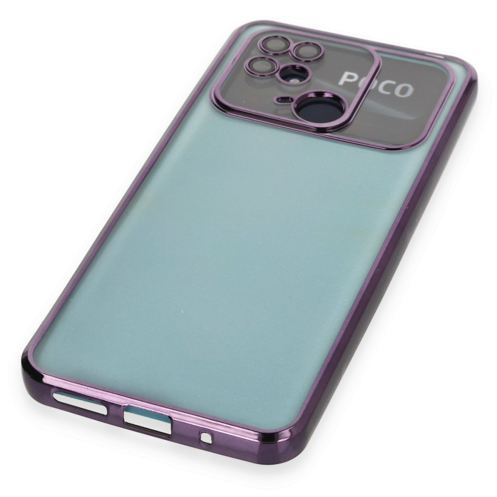 Newface Xiaomi Redmi 10C Kılıf Razer Lensli Silikon - Mor