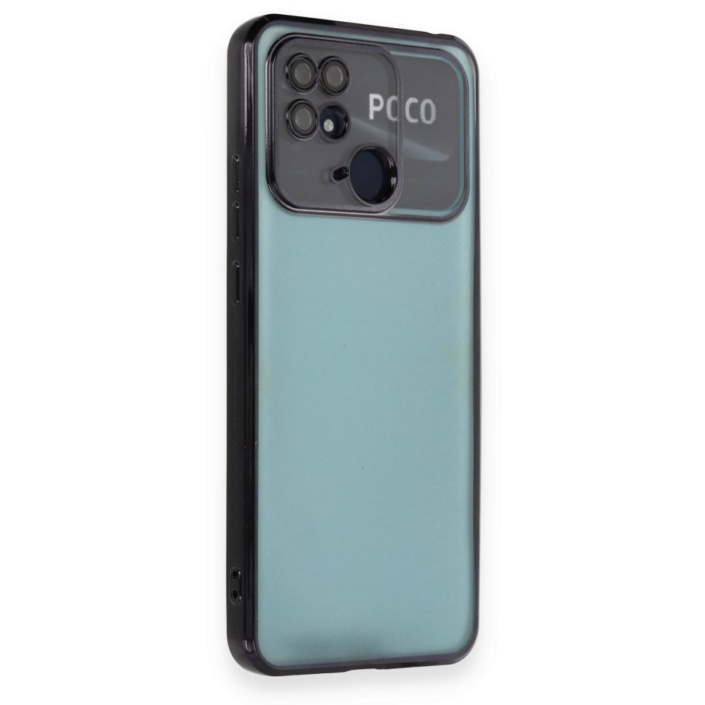 Newface Xiaomi Redmi 10C Kılıf Razer Lensli Silikon - Siyah
