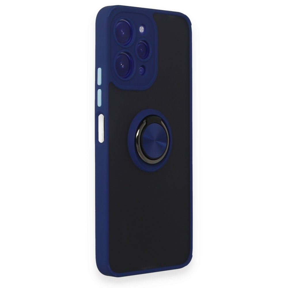 Newface Xiaomi Redmi 12 Kılıf Montreal Yüzüklü Silikon Kapak - Lacivert