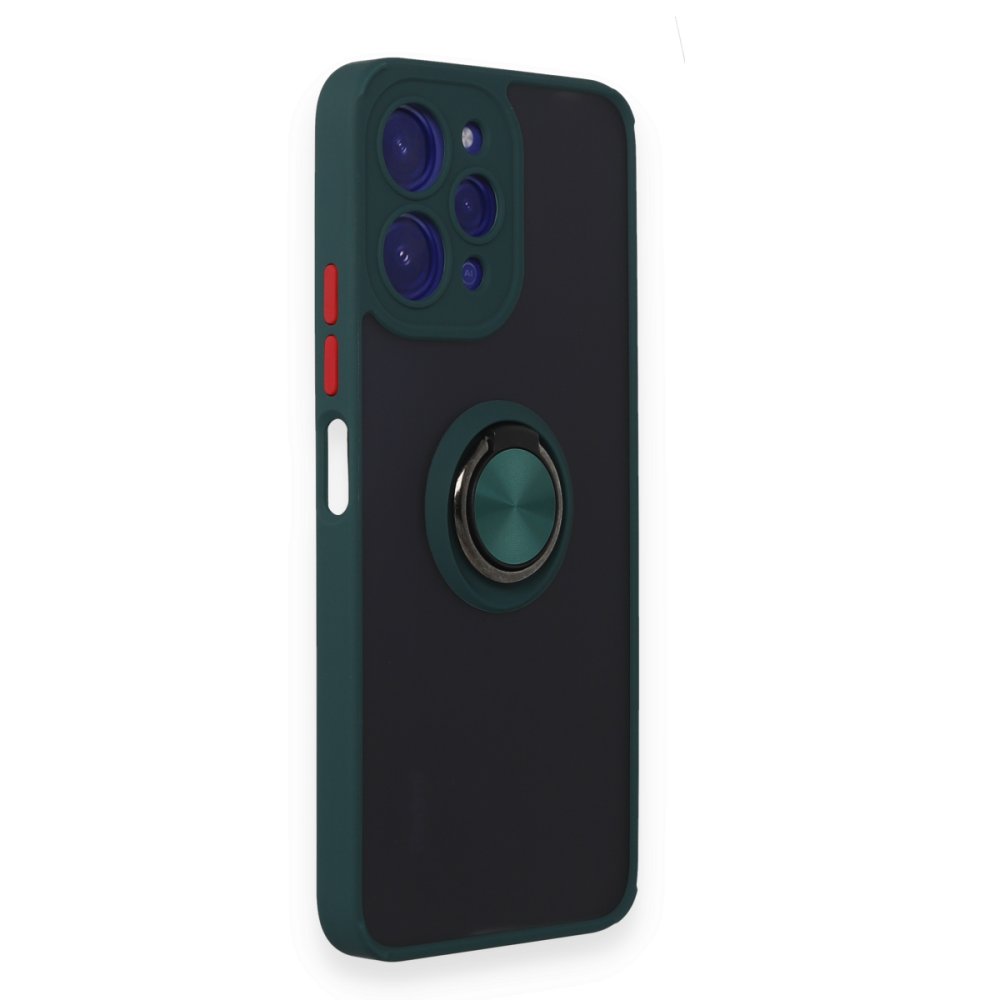 Newface Xiaomi Redmi 12 Kılıf Montreal Yüzüklü Silikon Kapak - Yeşil