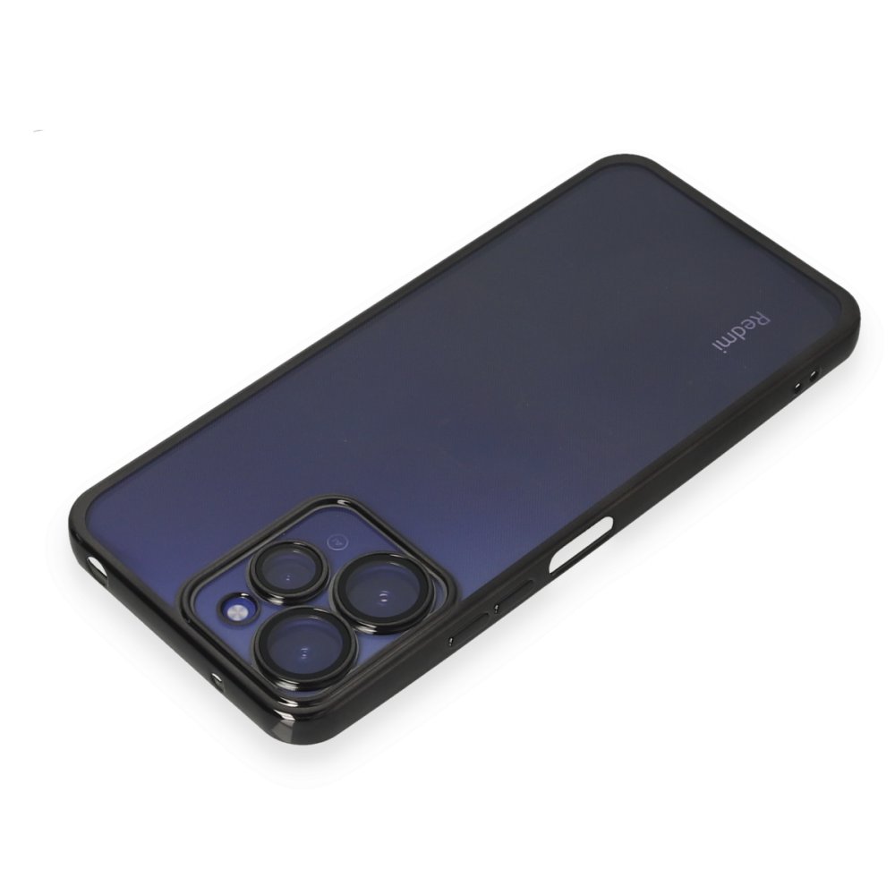 Newface Xiaomi Redmi 12 Kılıf Razer Lensli Silikon - Siyah