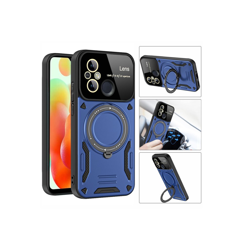 Newface Xiaomi Redmi 12C Kılıf Joy Lens Standlı Kapak - Kırmızı