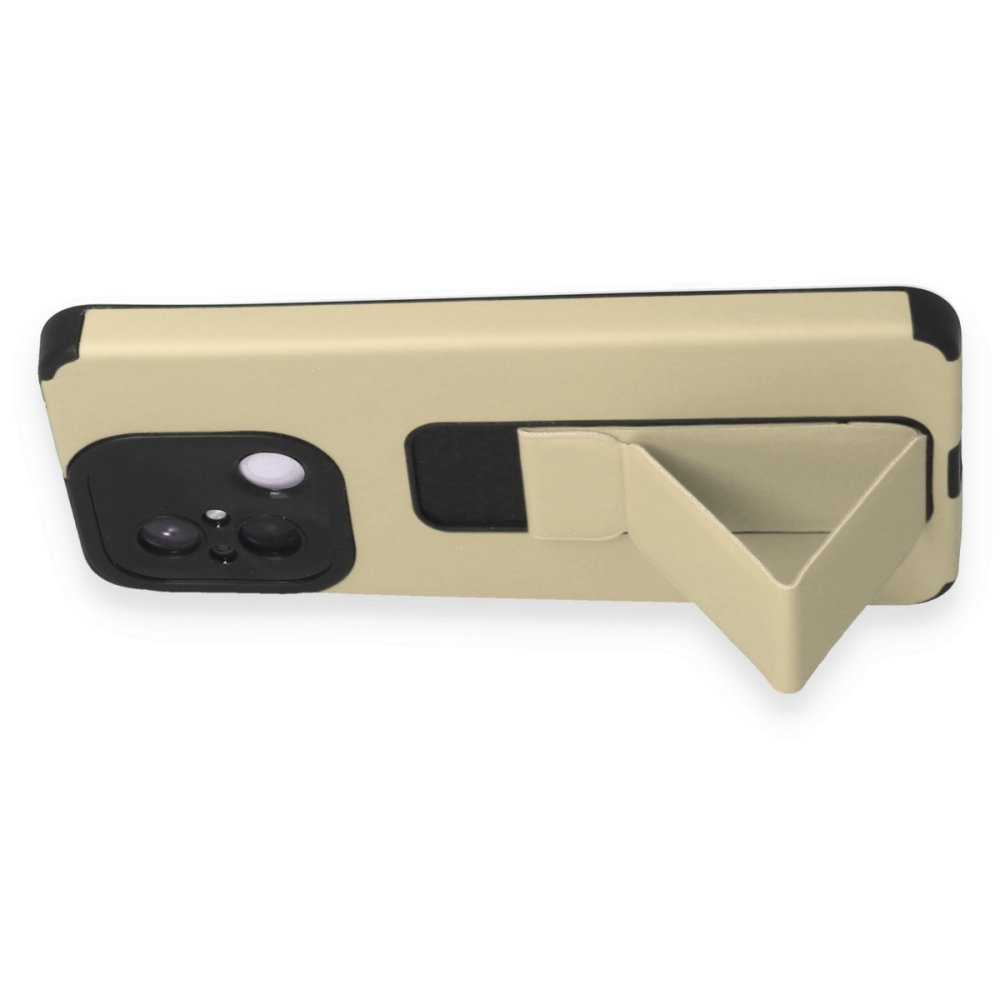 Newface Xiaomi Redmi 12C Kılıf Mega Standlı Silikon - Gold