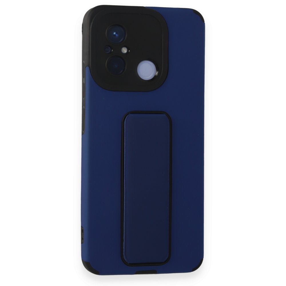 Newface Xiaomi Redmi 12C Kılıf Mega Standlı Silikon - Mavi