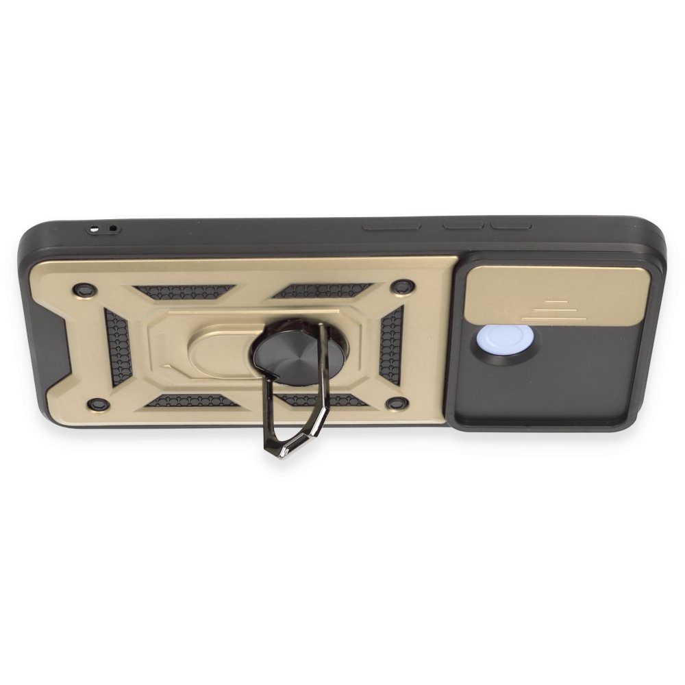 Newface Xiaomi Redmi 12C Kılıf Pars Lens Yüzüklü Silikon - Gold