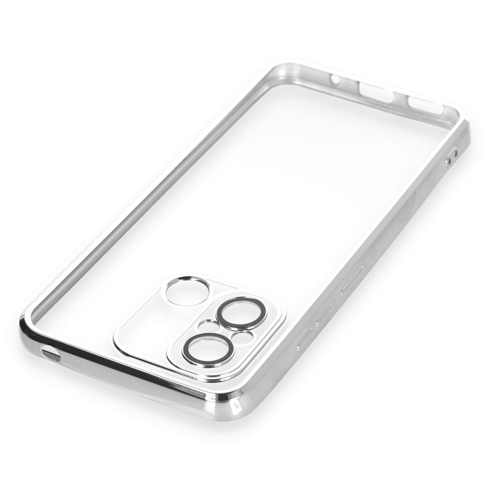 Newface Xiaomi Redmi 12C Kılıf Razer Lensli Silikon - Gümüş