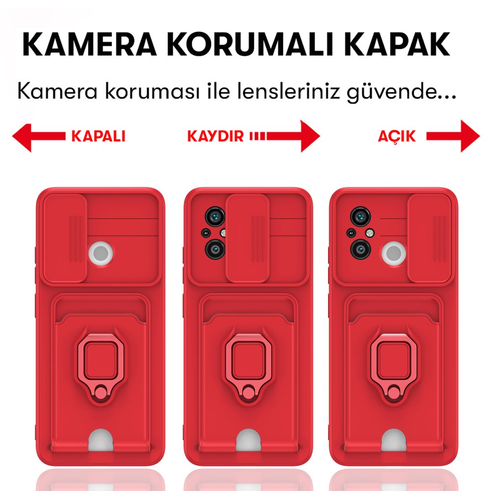 Newface Xiaomi Redmi 12C Kılıf Zuma Kartvizitli Yüzüklü Silikon - Yeşil