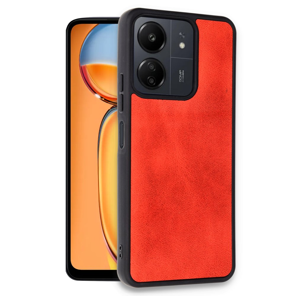 Newface Xiaomi Poco C65 Kılıf Aras Deri Kapak - Kırmızı