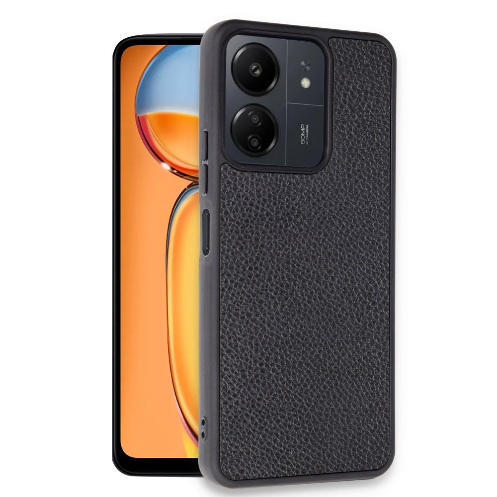 Newface Xiaomi Poco C65 Kılıf Aras Deri Kapak - Siyah