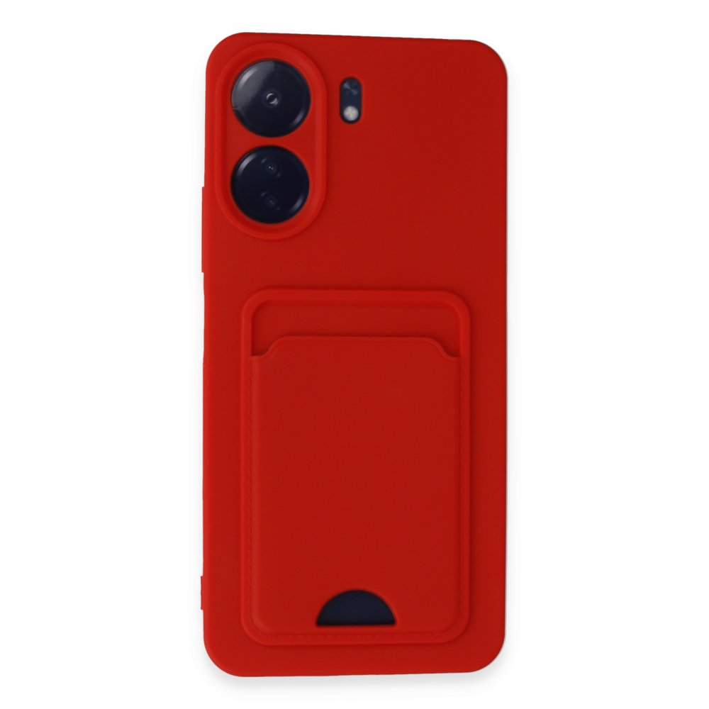 Newface Xiaomi Redmi 13C Kılıf Kelvin Kartvizitli Silikon - Kırmızı