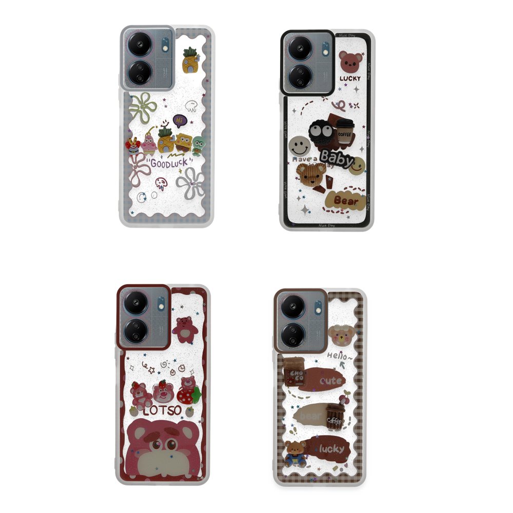 Newface Xiaomi Redmi 13C Kılıf Sweet Desenli Silikon Kapak - Açık Mavi