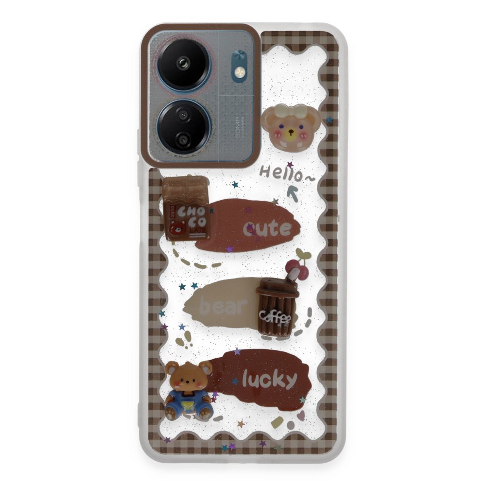 Newface Xiaomi Redmi 13C Kılıf Sweet Desenli Silikon Kapak - Şeffaf