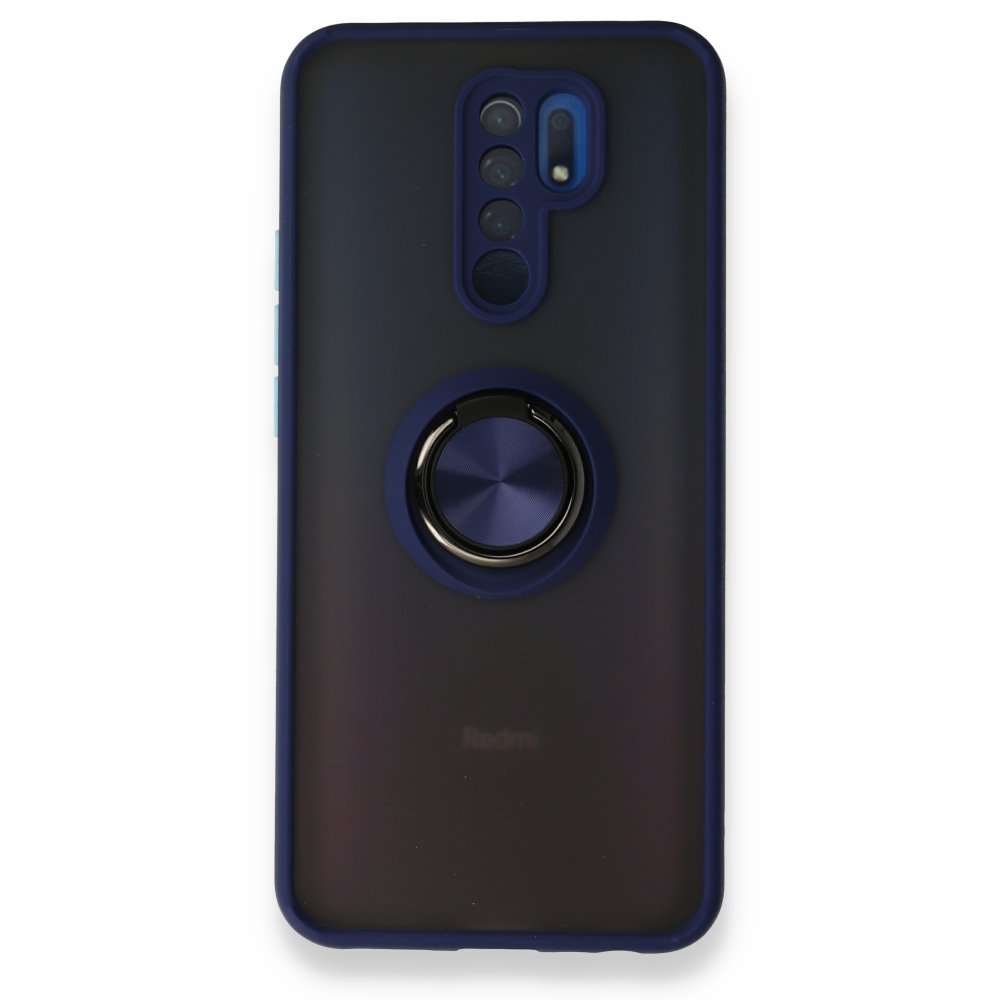 Newface Xiaomi Redmi 9 Kılıf Montreal Yüzüklü Silikon Kapak - Lacivert