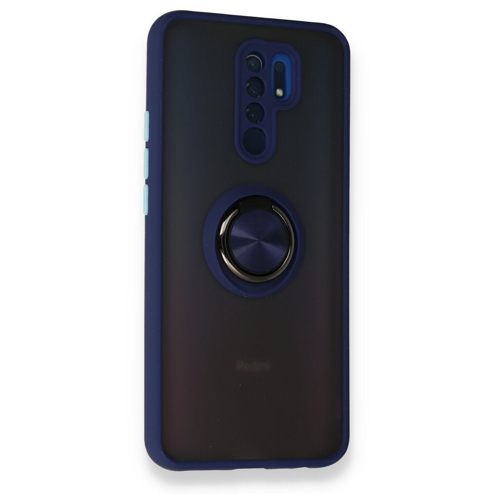 Newface Xiaomi Redmi 9 Kılıf Montreal Yüzüklü Silikon Kapak - Lacivert