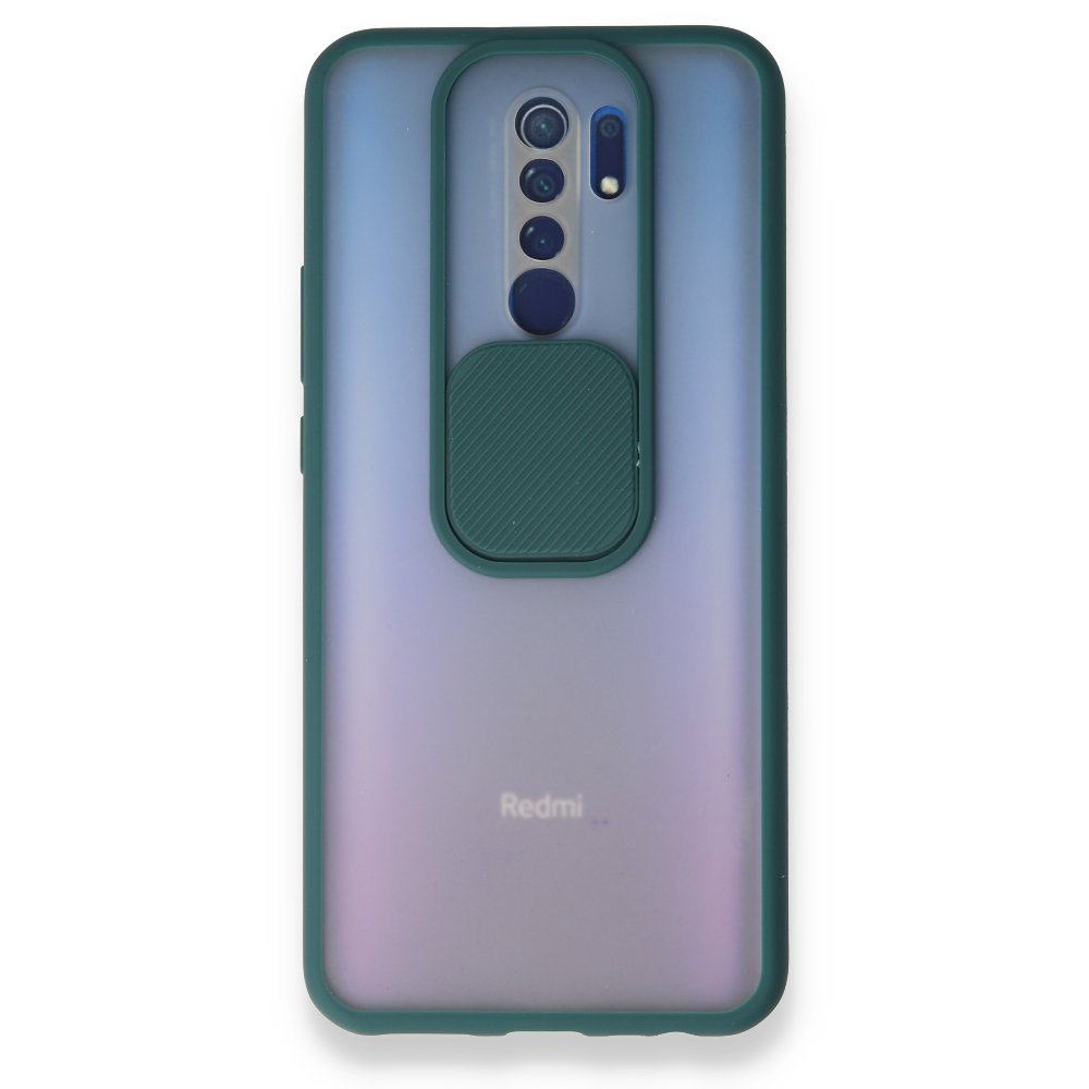 Newface Xiaomi Redmi 9 Kılıf Palm Buzlu Kamera Sürgülü Silikon - Yeşil