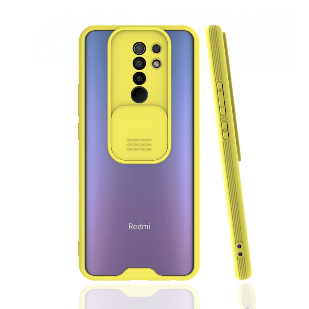 Newface Xiaomi Redmi 9 Kılıf Platin Kamera Koruma Silikon - Sarı