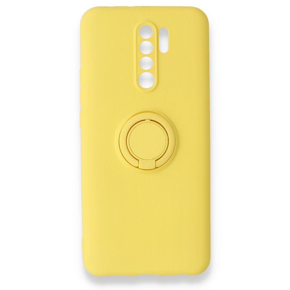 Newface Xiaomi Redmi 9 Kılıf Viktor Yüzüklü Silikon - Sarı