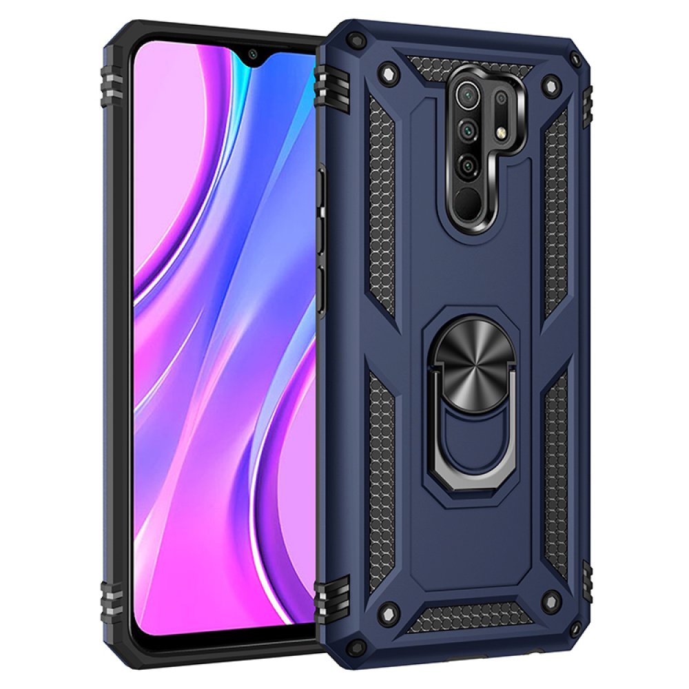 Newface Xiaomi Redmi 9 Kılıf Sofya Yüzüklü Silikon Kapak - Lacivert