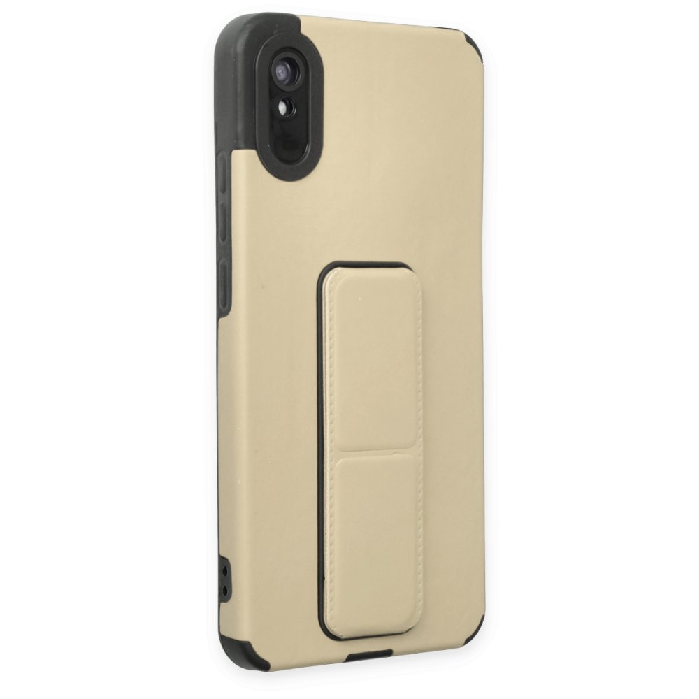 Newface Xiaomi Redmi 9A Kılıf Mega Standlı Silikon - Gold