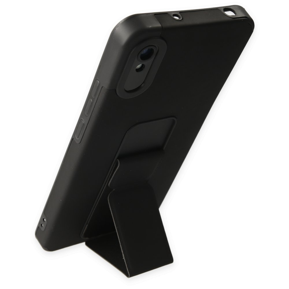 Newface Xiaomi Redmi 9A Kılıf Mega Standlı Silikon - Siyah