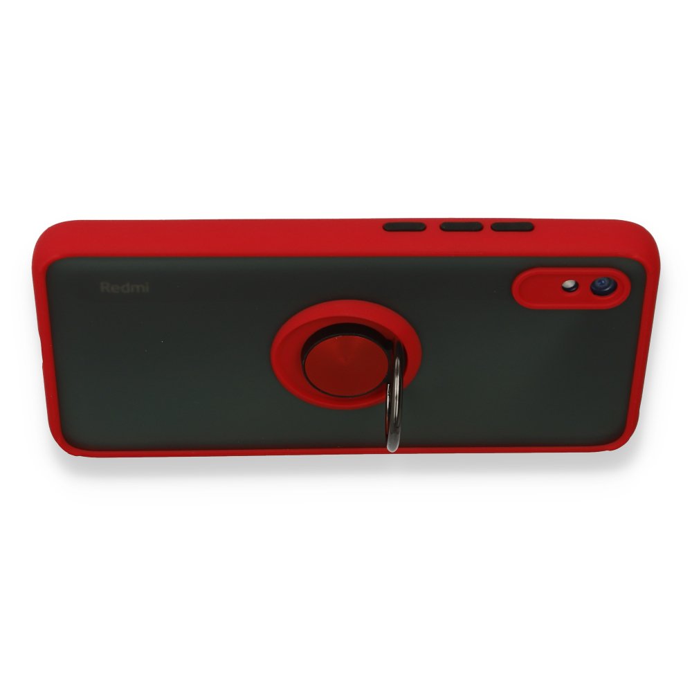 Newface Xiaomi Redmi 9A Kılıf Montreal Yüzüklü Silikon Kapak - Kırmızı