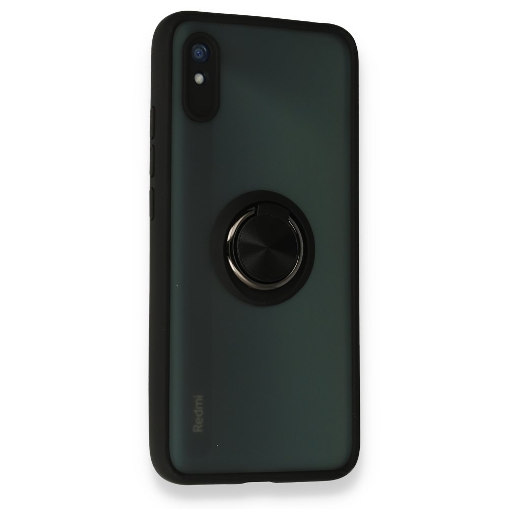 Newface Xiaomi Redmi 9A Kılıf Montreal Yüzüklü Silikon Kapak - Siyah