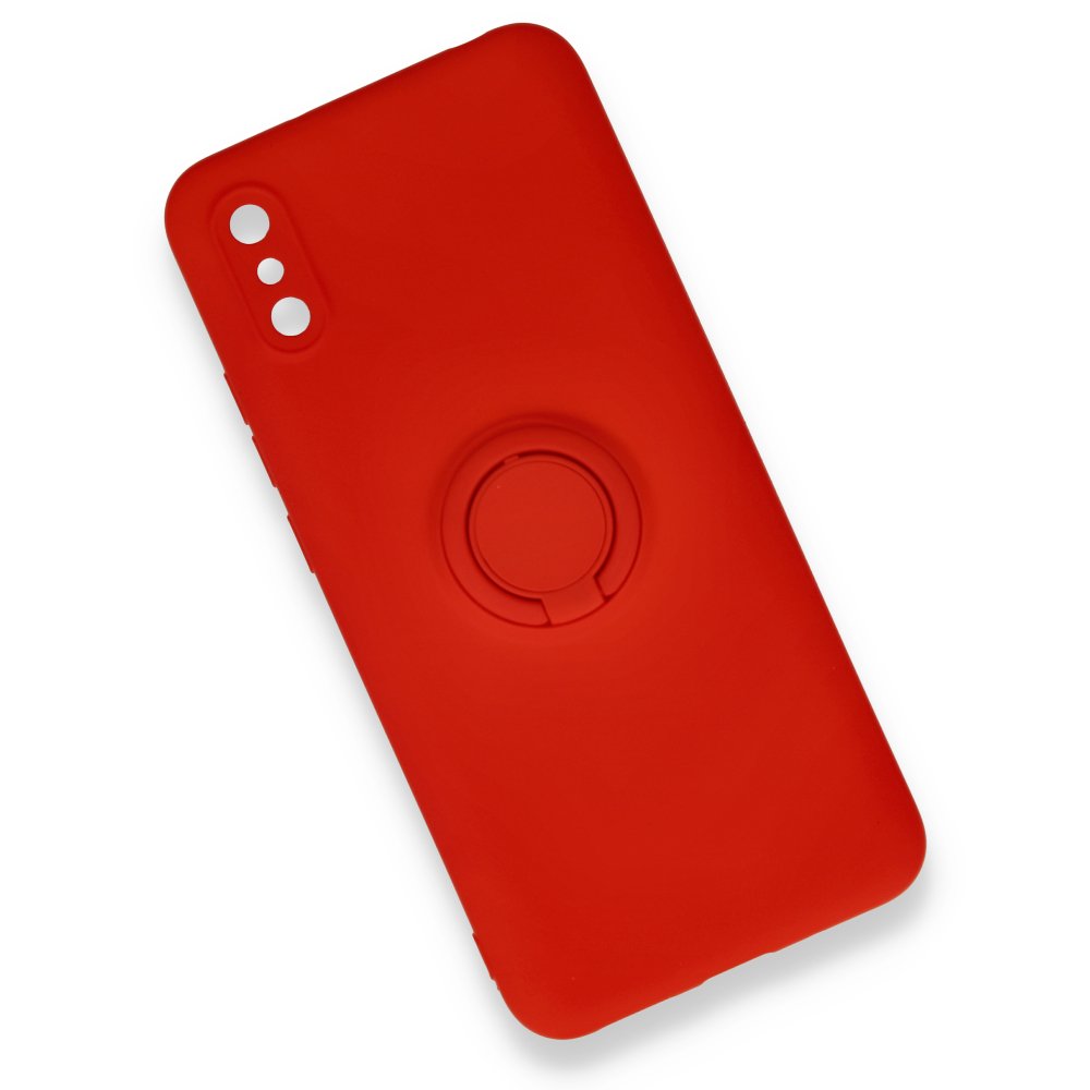 Newface Xiaomi Redmi 9A Kılıf Viktor Yüzüklü Silikon - Kırmızı