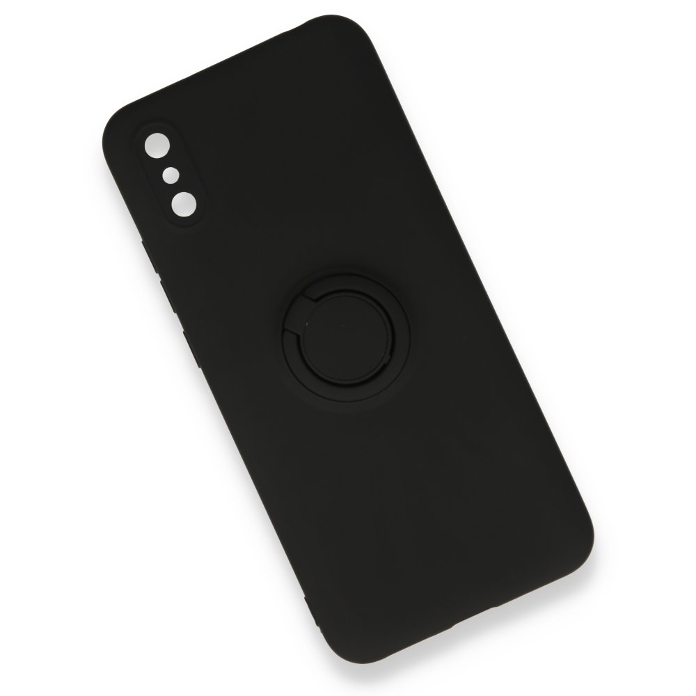 Newface Xiaomi Redmi 9A Kılıf Viktor Yüzüklü Silikon - Siyah