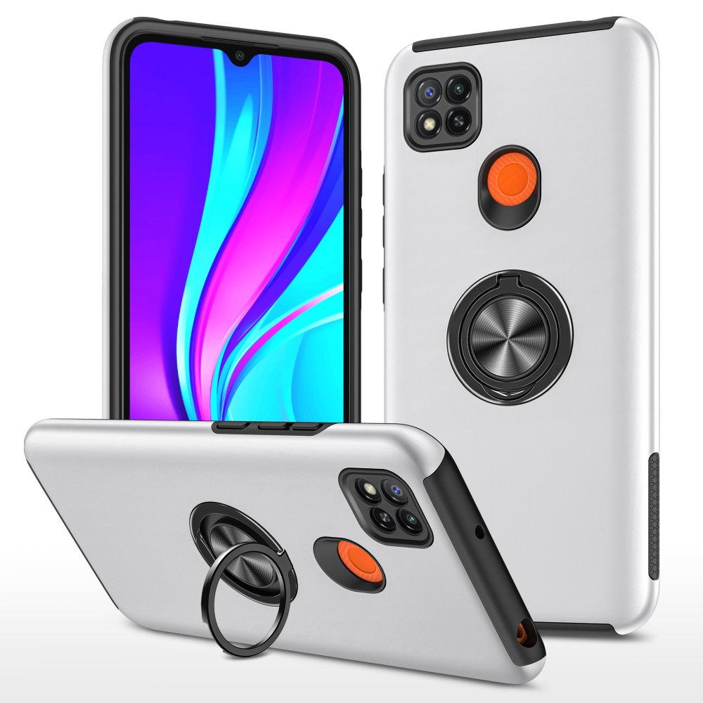 Newface Xiaomi Redmi 9C Kılıf Elit Yüzüklü Kapak - Gümüş