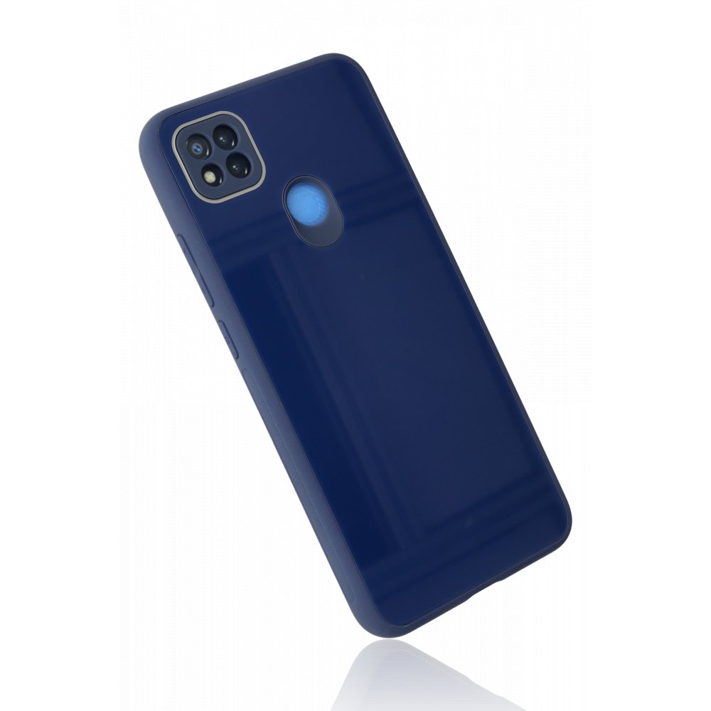 Newface Xiaomi Redmi 9C Kılıf Glass Kapak - Lacivert
