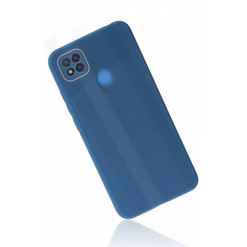 Newface Xiaomi Redmi 9C Kılıf Glass Kapak - Mavi