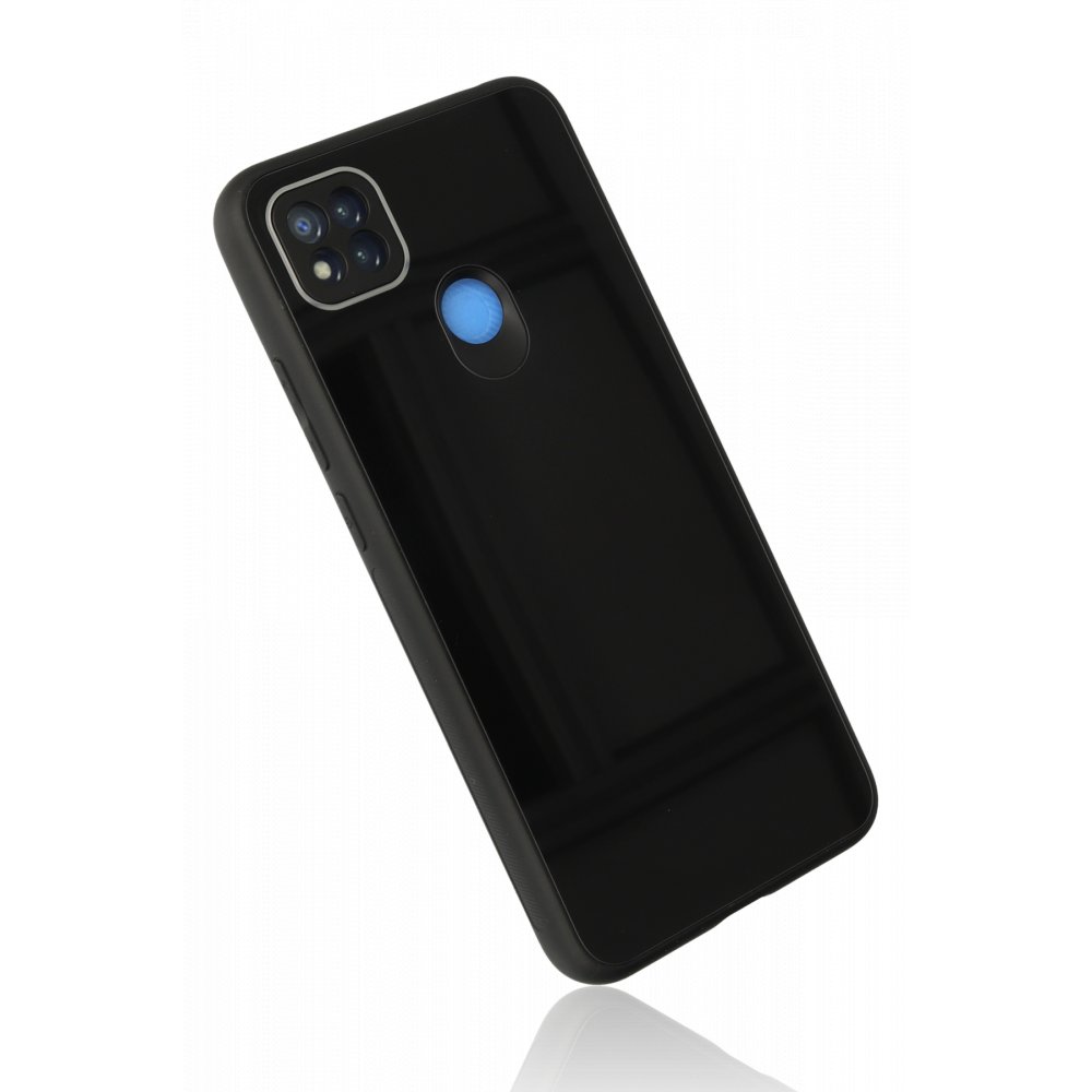 Newface Xiaomi Redmi 9C Kılıf Glass Kapak - Siyah