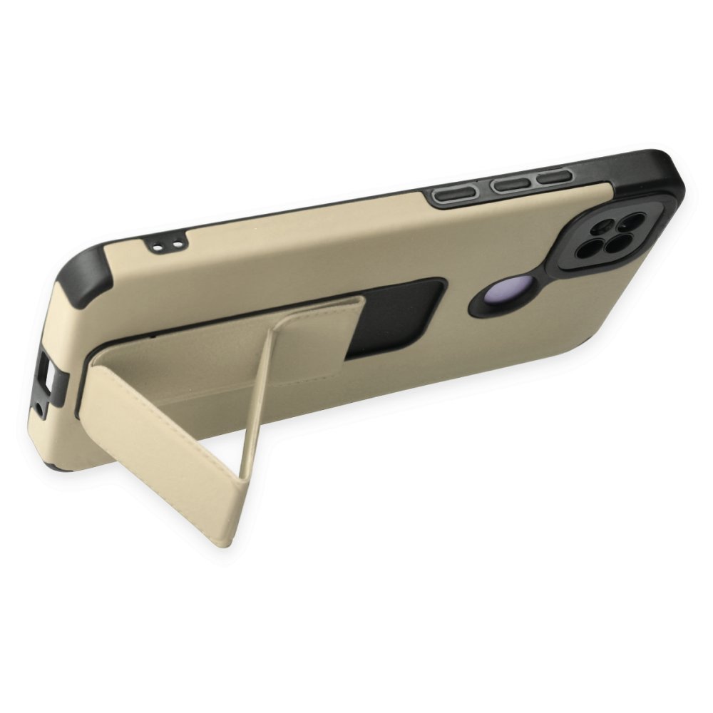 Newface Xiaomi Redmi 9C Kılıf Mega Standlı Silikon - Gold