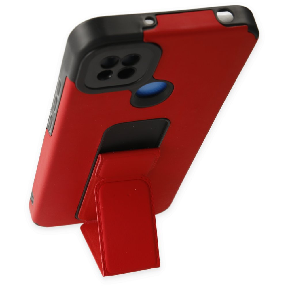 Newface Xiaomi Redmi 9C Kılıf Mega Standlı Silikon - Kırmızı