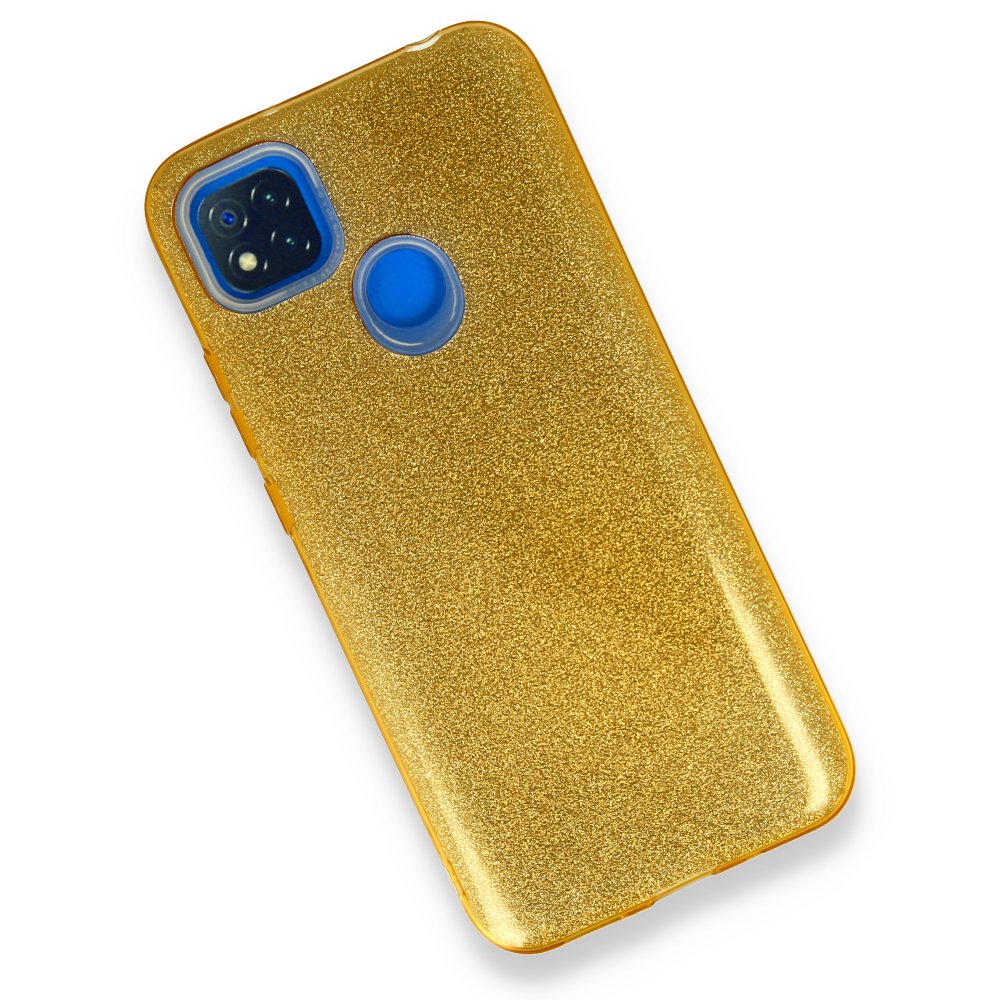 Newface Xiaomi Redmi 9C Kılıf Simli Katmanlı Silikon - Gold