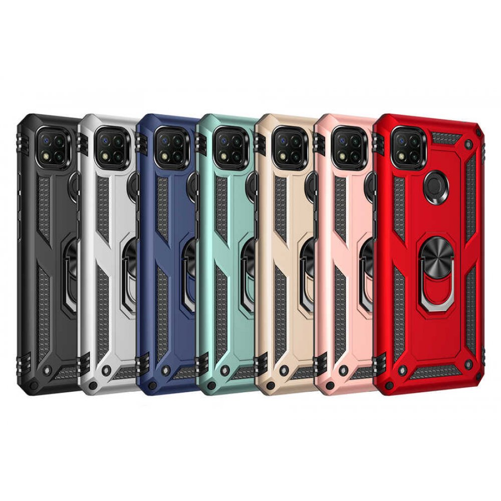 Newface Xiaomi Redmi 9C Kılıf Sofya Yüzüklü Silikon Kapak - Gold