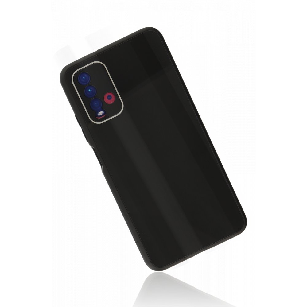 Newface Xiaomi Redmi 9T Kılıf Glass Kapak - Siyah