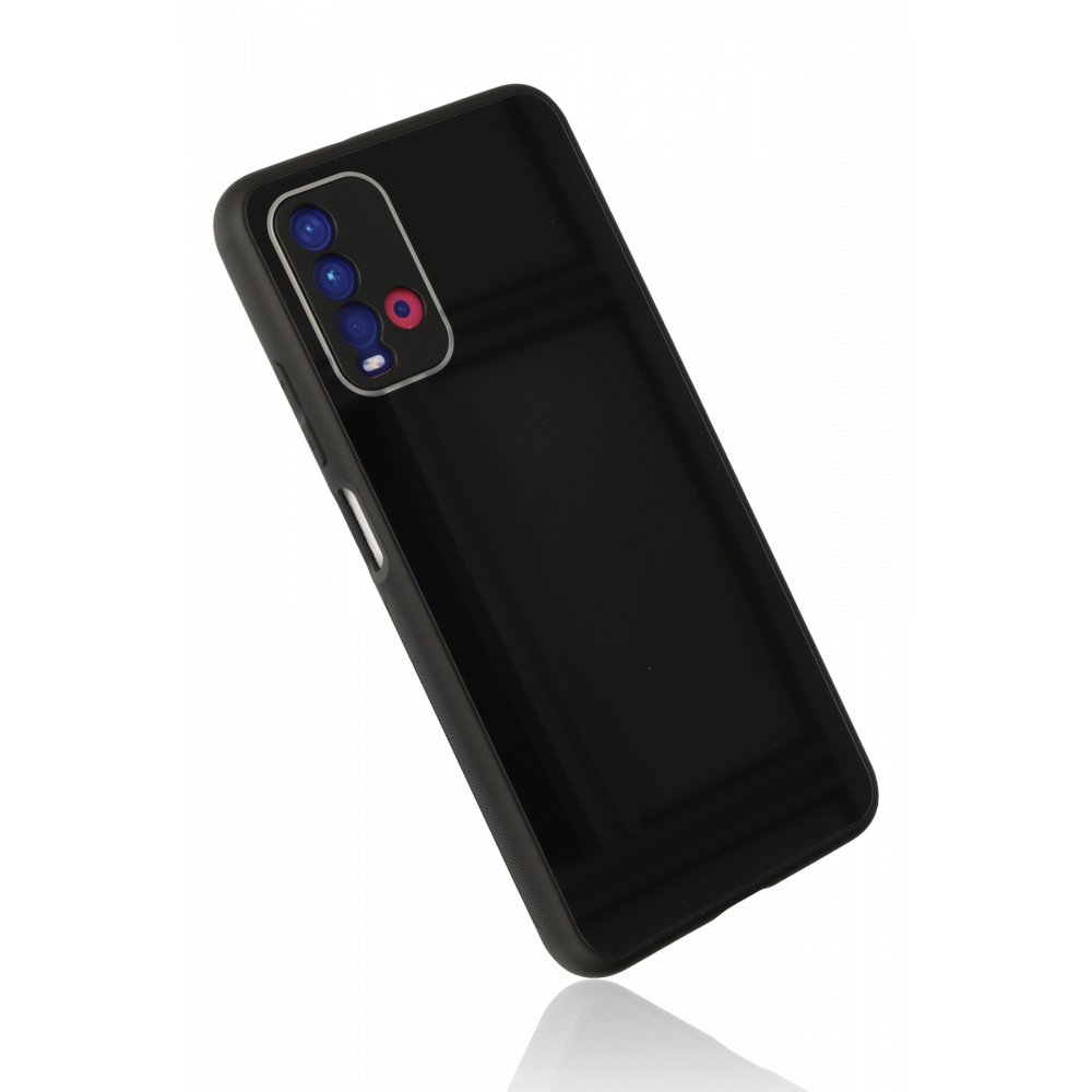 Newface Xiaomi Redmi 9T Kılıf Glass Kapak - Siyah