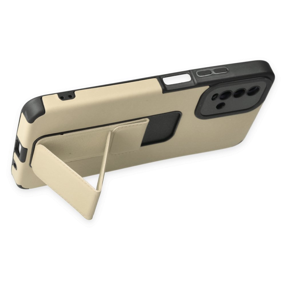 Newface Xiaomi Redmi 9T Kılıf Mega Standlı Silikon - Gold