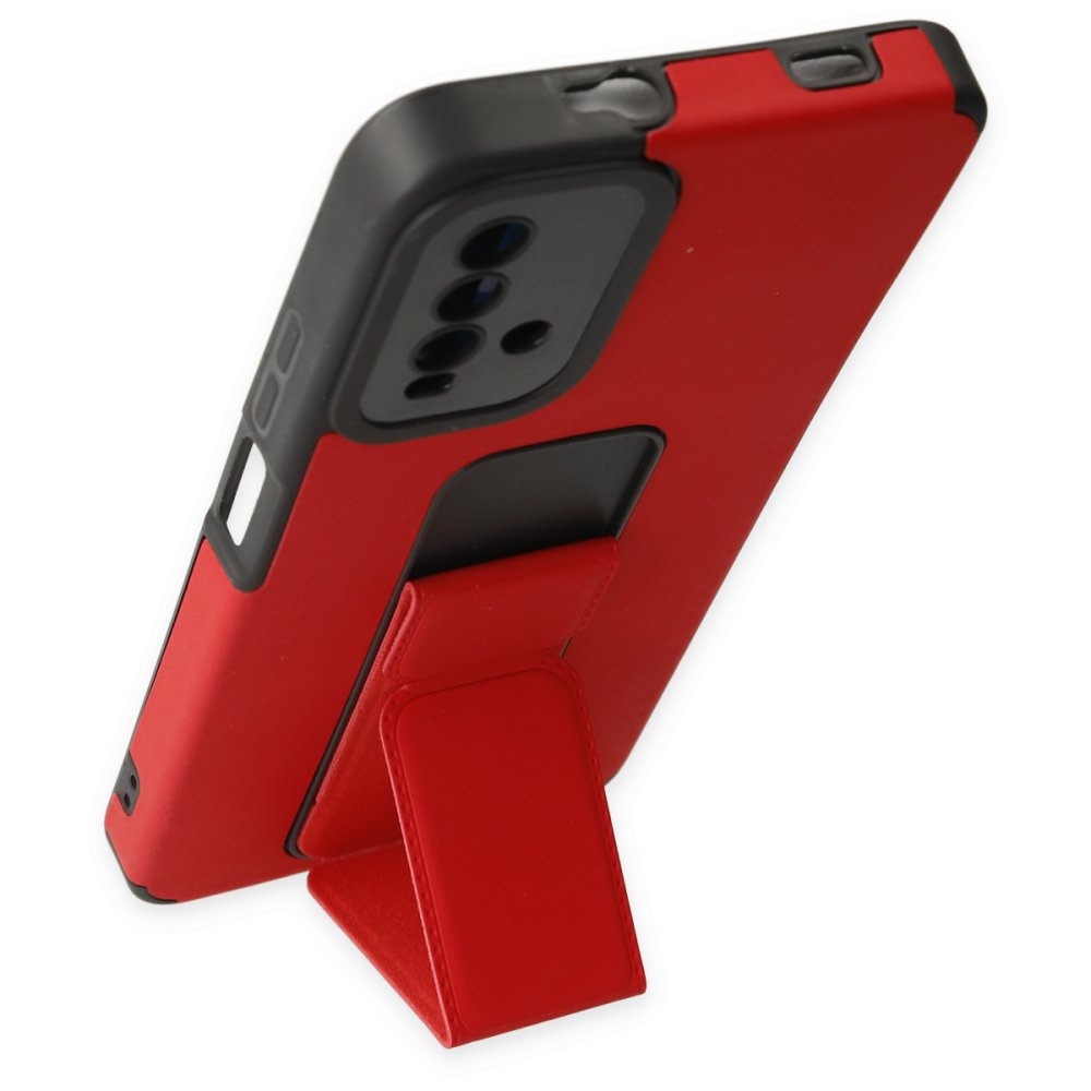 Newface Xiaomi Redmi 9T Kılıf Mega Standlı Silikon - Kırmızı